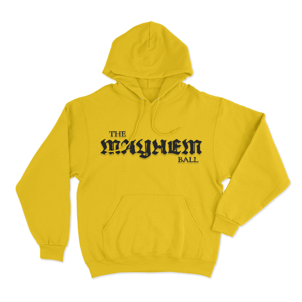 The Mayhem Ball Logo Unisex Hoodie Yellow The Mayhem Ball Logo Unisex Hoodie Yellow