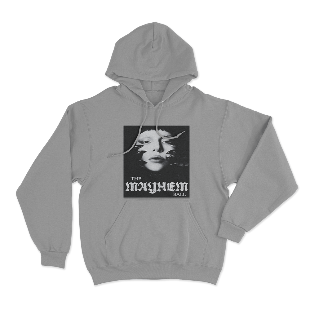 The Mayhem Ball Portrait Unisex Hoodie Grey The Mayhem Ball Portrait Unisex Hoodie Grey