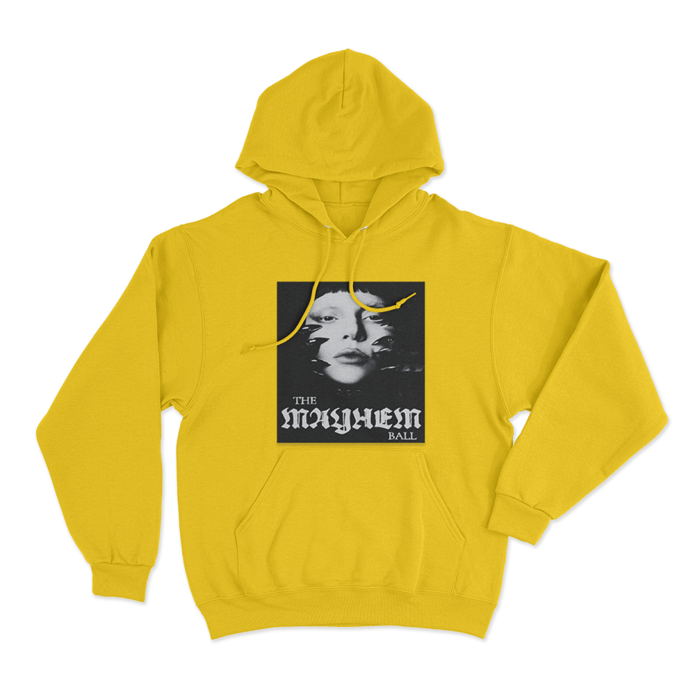 The Mayhem Ball Portrait Unisex Hoodie Yellow The Mayhem Ball Portrait Unisex Hoodie Yellow